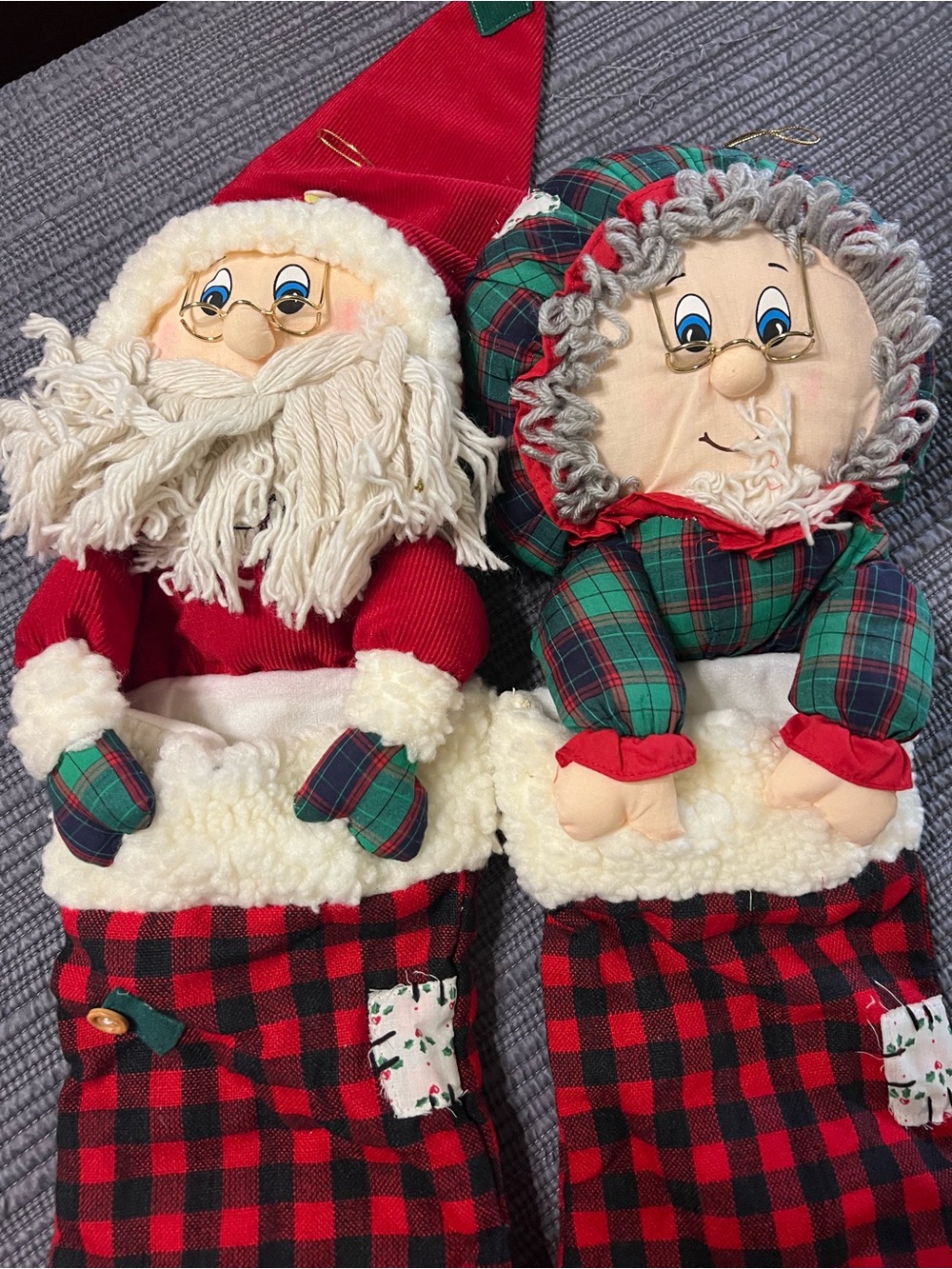 Vintage Santa & Mrs. Claus Christmas Stockings – Handmade Country Style